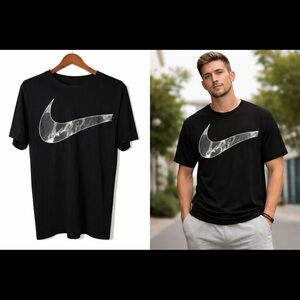 Nike Dri-FIT Black Graphic Swoosh Tee Men’s Small